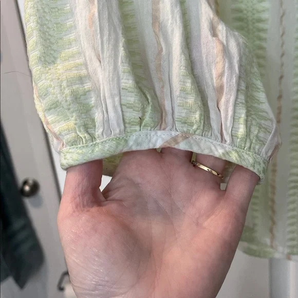 Philosophy Pale Green and Cream Striped Peasant Blouse - Picture 3 of 5